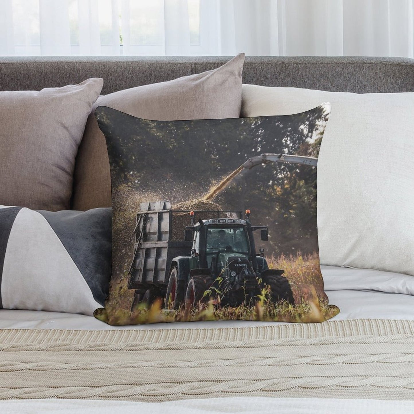 Fendt Drawing Silage Soft Home Decor Throw Pillow