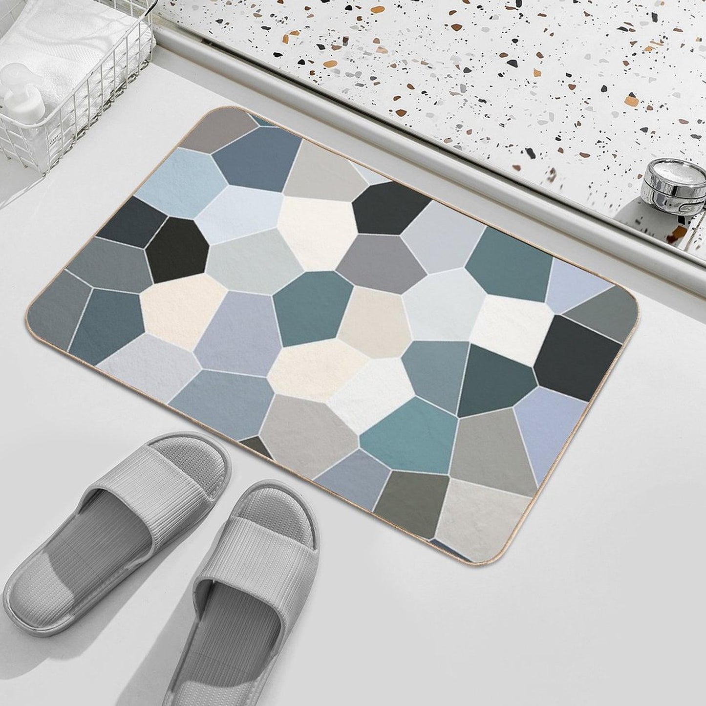 Seashell Colors Coastal Vibes Abstract Seashells And Beach Pebbles Mosaic 3 of 4 Durable Bath Mat