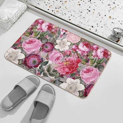 Vintage Pink Floral Botanical Night Garden Pattern  NightGarden Durable Bath Mat