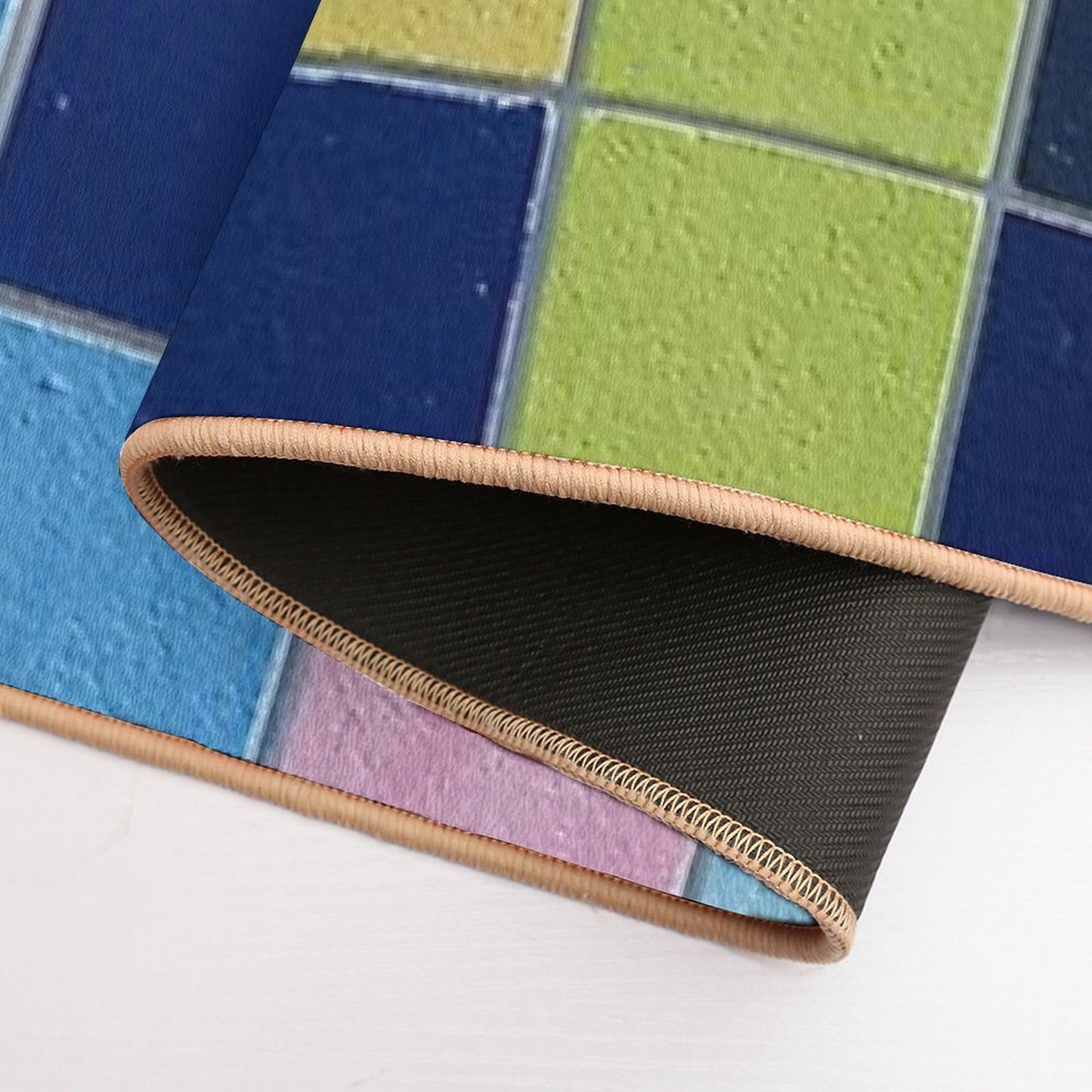 Colourful Tiles on Wall  Long-Lasting Bath Mat