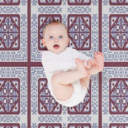 White And Blue Geometric Tile Quick-dry Throw Blanket