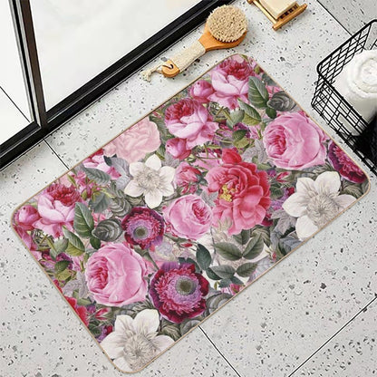 Vintage Pink Floral Botanical Night Garden Pattern  NightGarden Durable Bath Mat