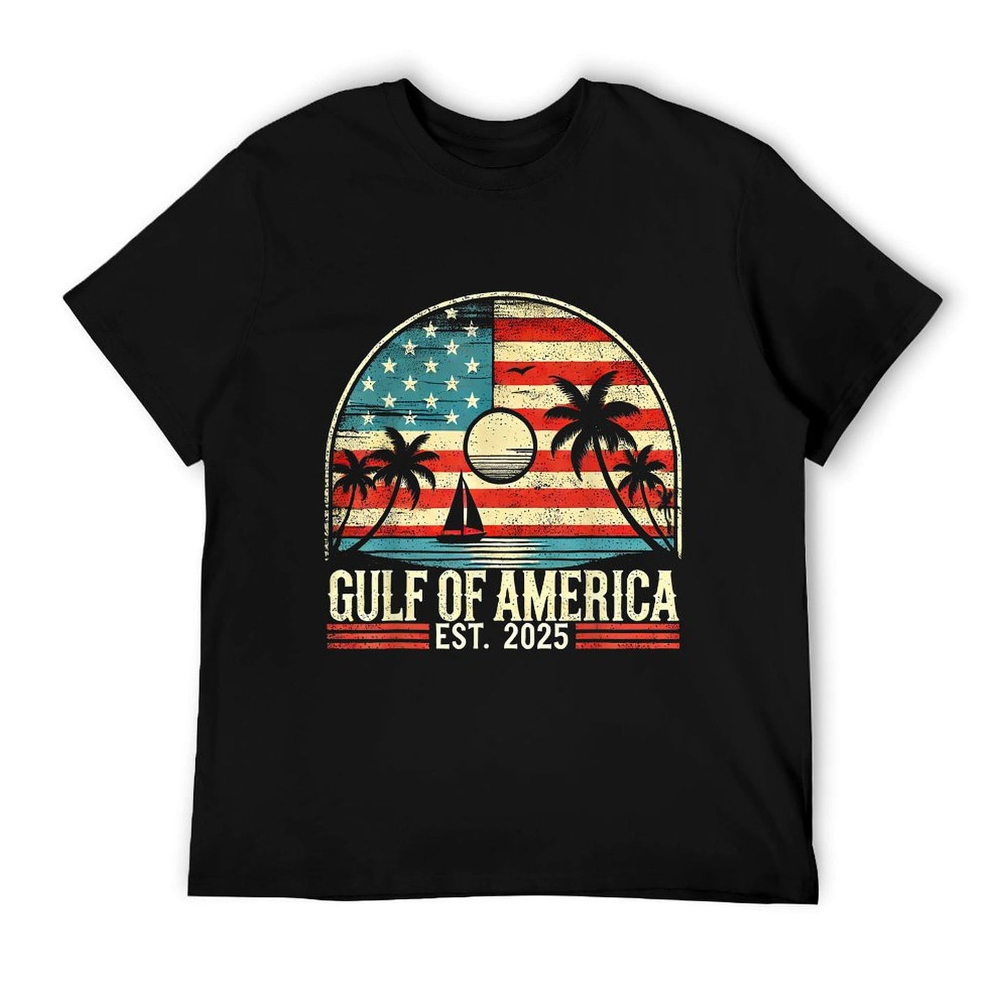 Retro Gulf Of US America 2025 American Flag Gulf Mexico Trendy Pattern T-Shirt
