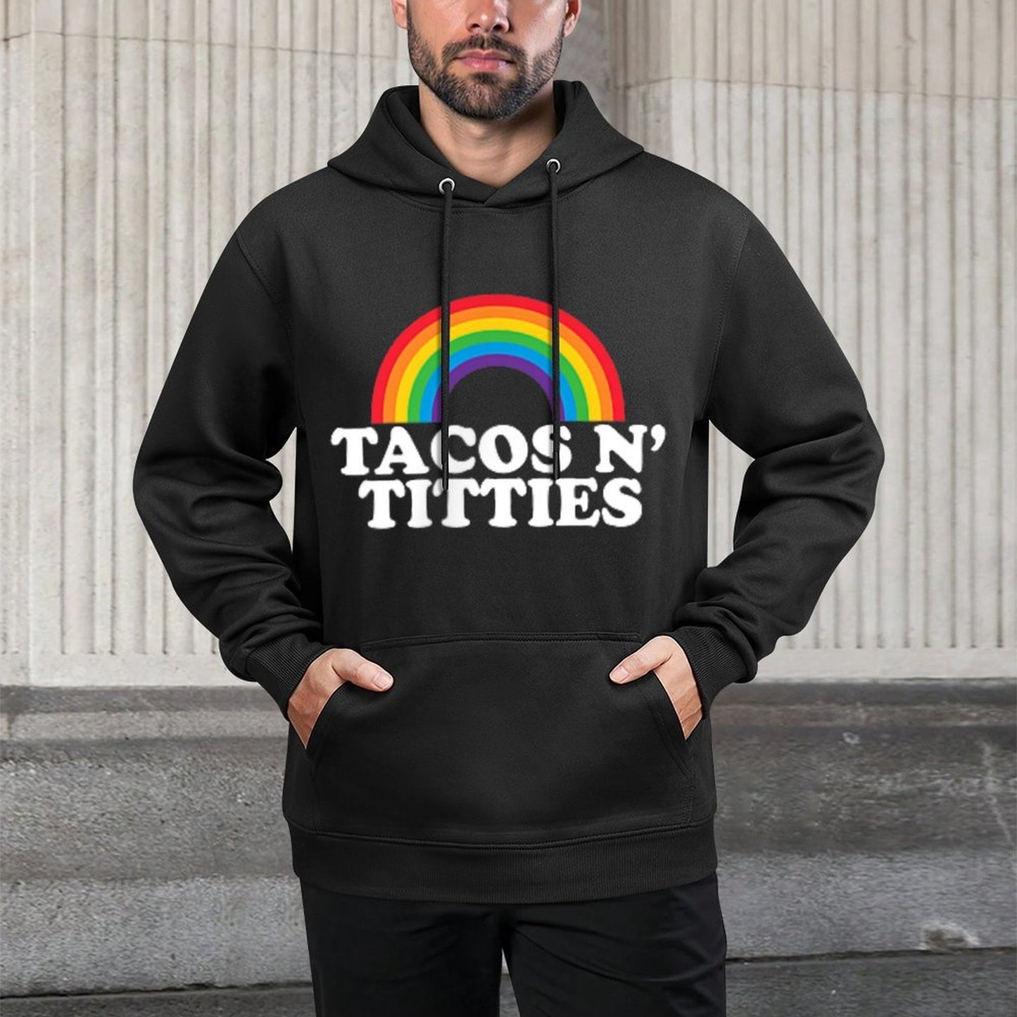 Tacos And Titties Funny LGBTQ Gay Pride Lesbian Lovers WlW Customizable Surface Hoodie