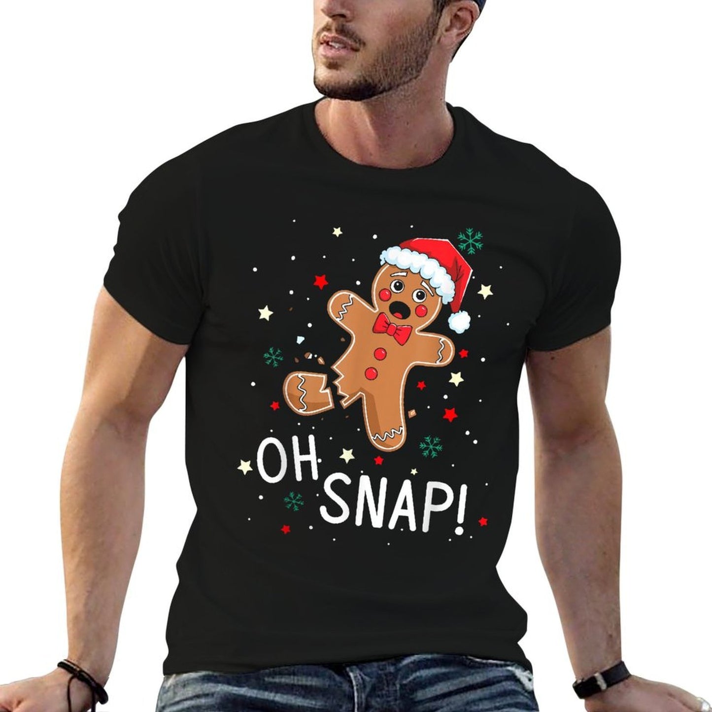Oh Snap Gingerbread Man Cute Christmas Cookie Baking Team  Durable T-Shirt