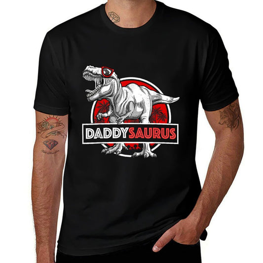 Daddysaurus T-Rex Matching Funny Father Saurus Dinosaur  Oversized Silhouette T-Shirt