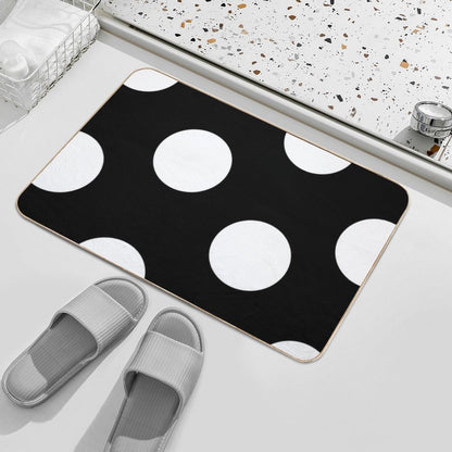 Black And White Polka Dot Design  Absorbent Bath Mat