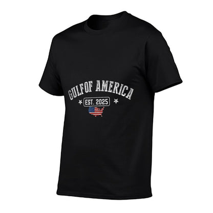 Gulf Of US America Est 2025 Vintage USA American Flag Men Summer-ready Fabric T-Shirt