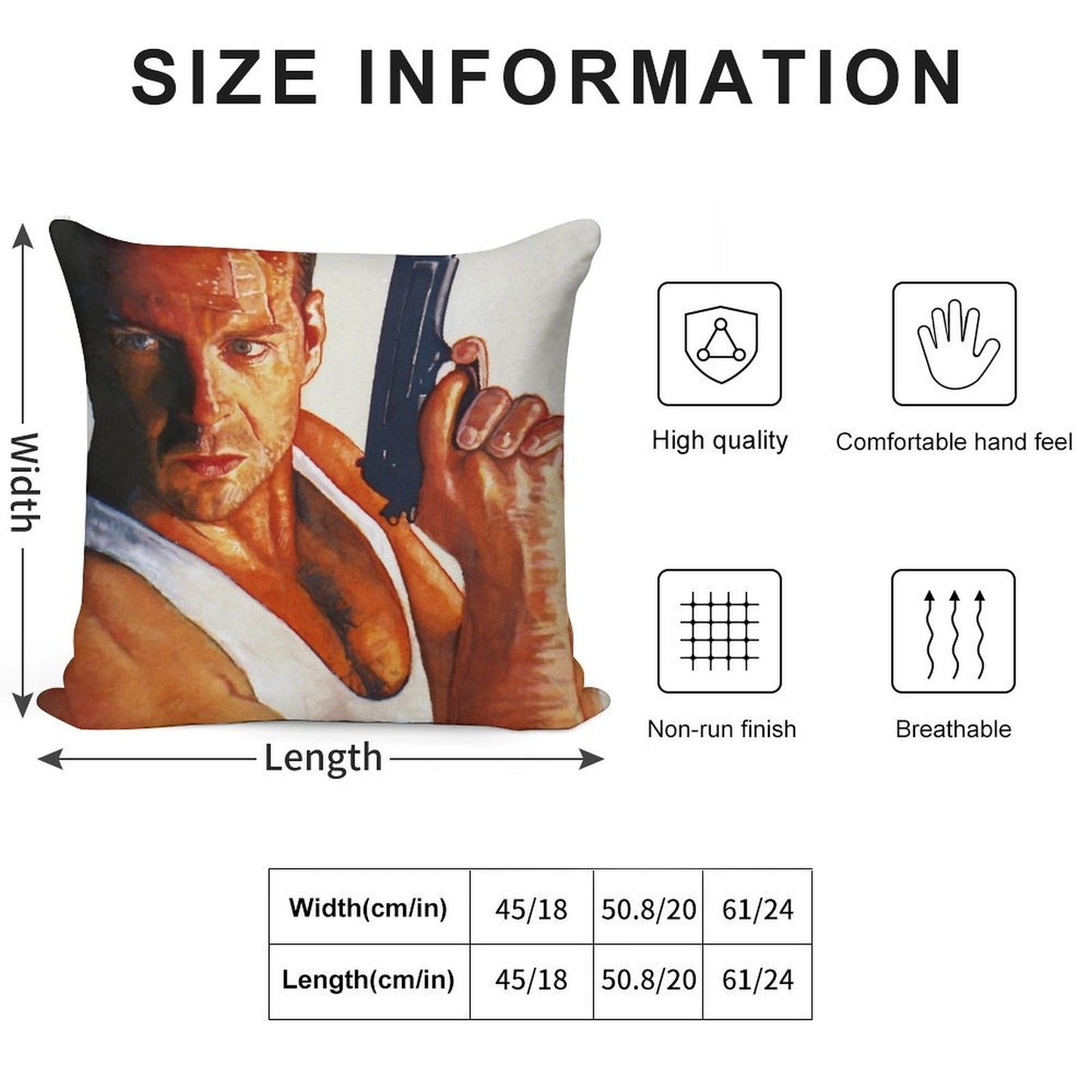 Die Hard Soft Hidden Zipper Throw Pillow