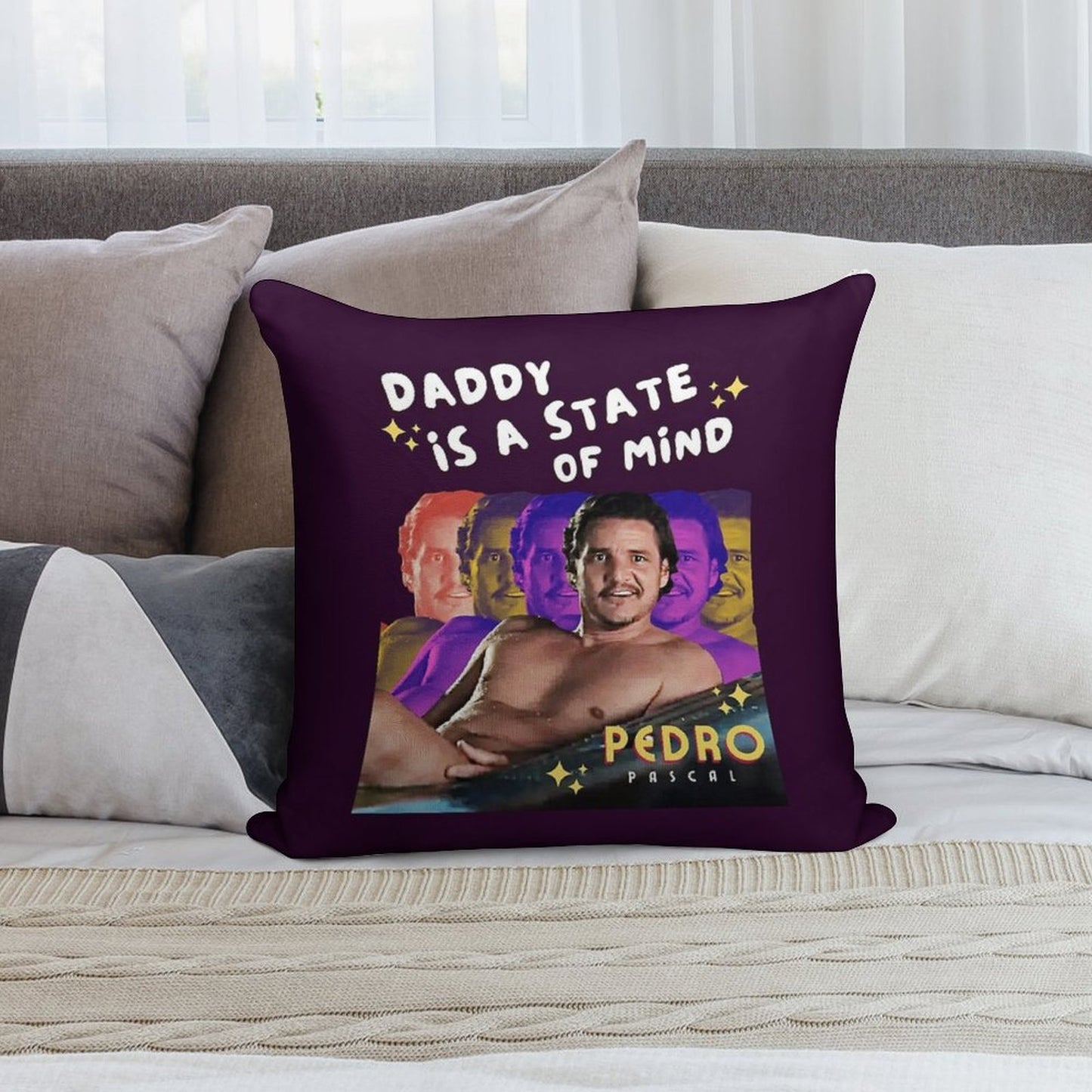 Daddy Is A State of Mind - Pedro Pascal Soft Luxury Feel Throw Pillow