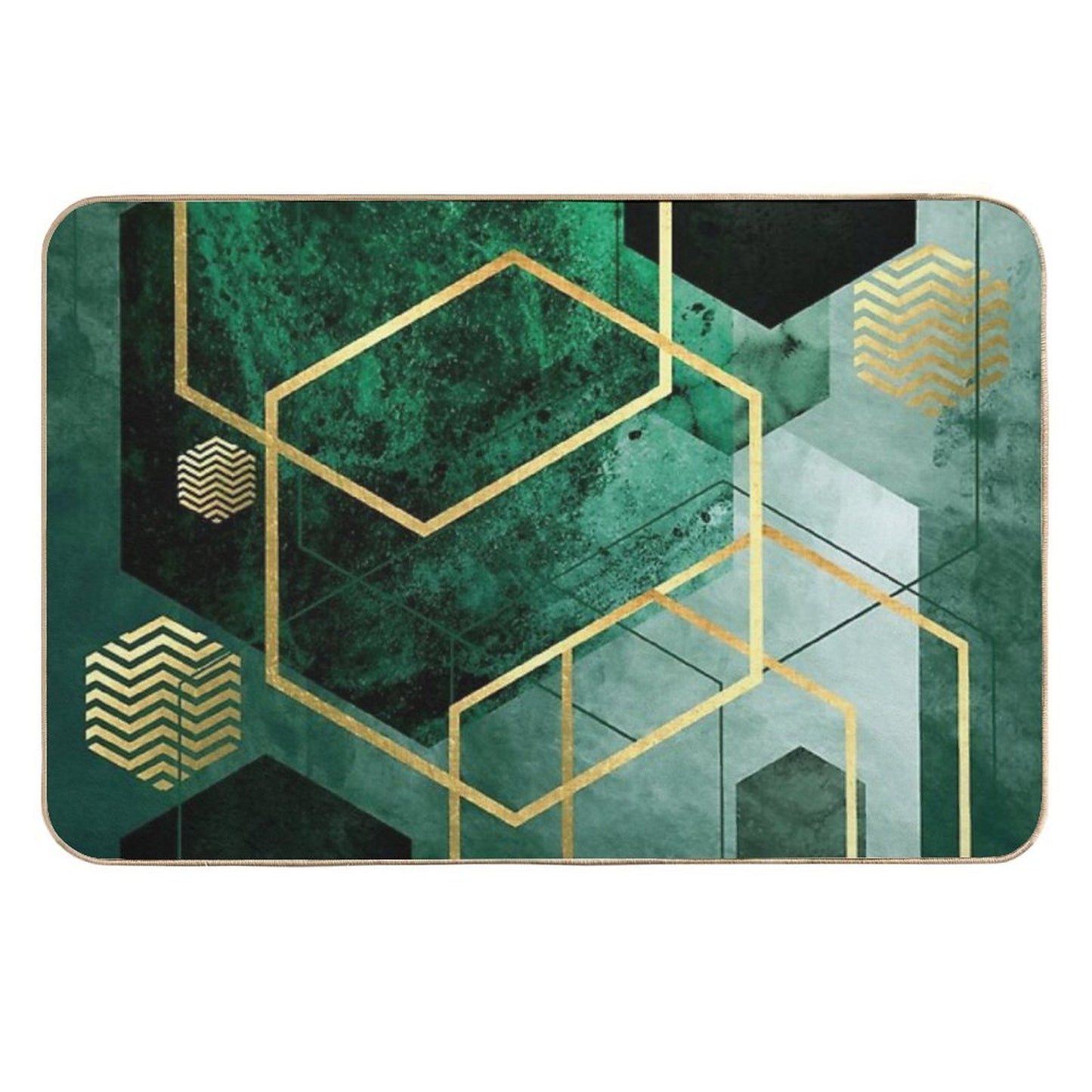 Emerald Green Geo  Dirt-Trapping Bath Mat