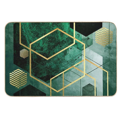 Emerald Green Geo  Dirt-Trapping Bath Mat