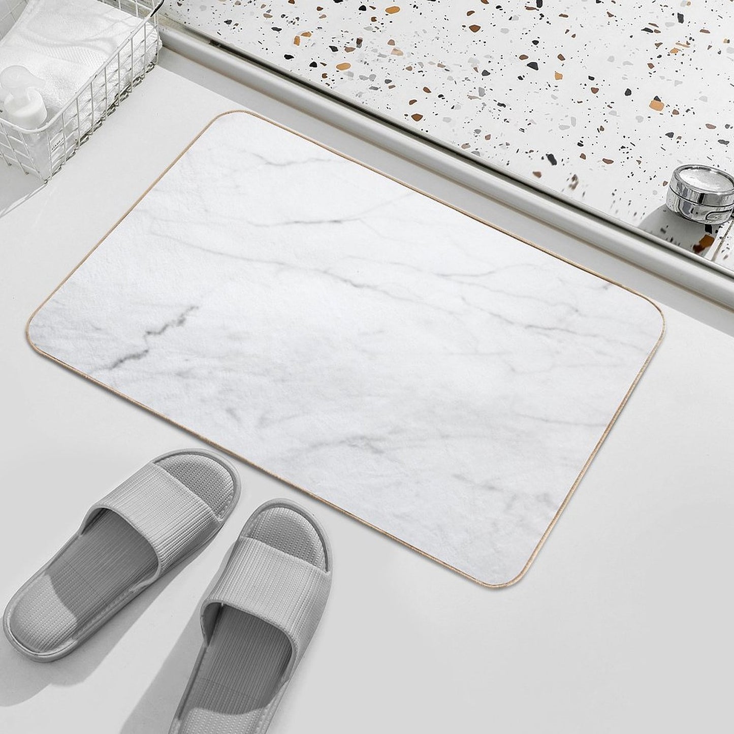 White Marble Durable Bath Mat