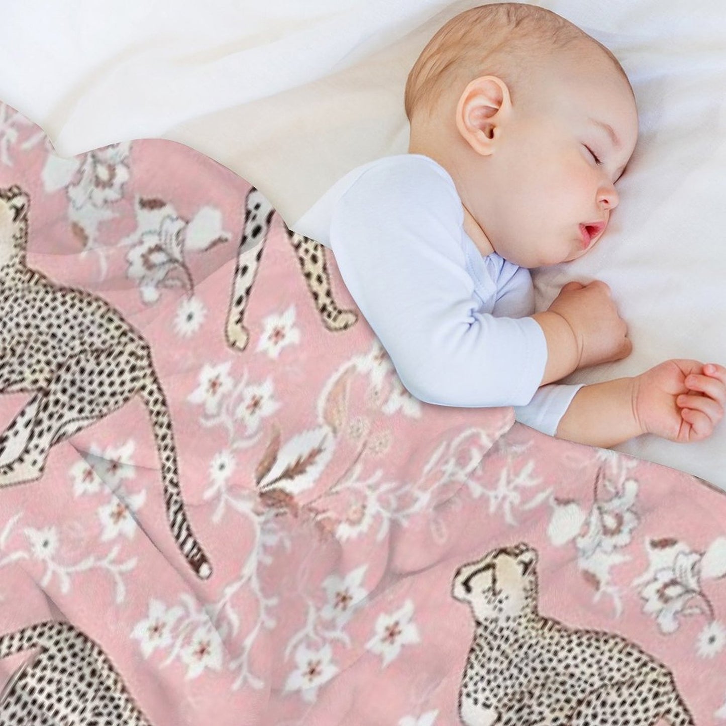 Cheetah Chintz - Cotton Candy Pink Comfort Throw Blanket