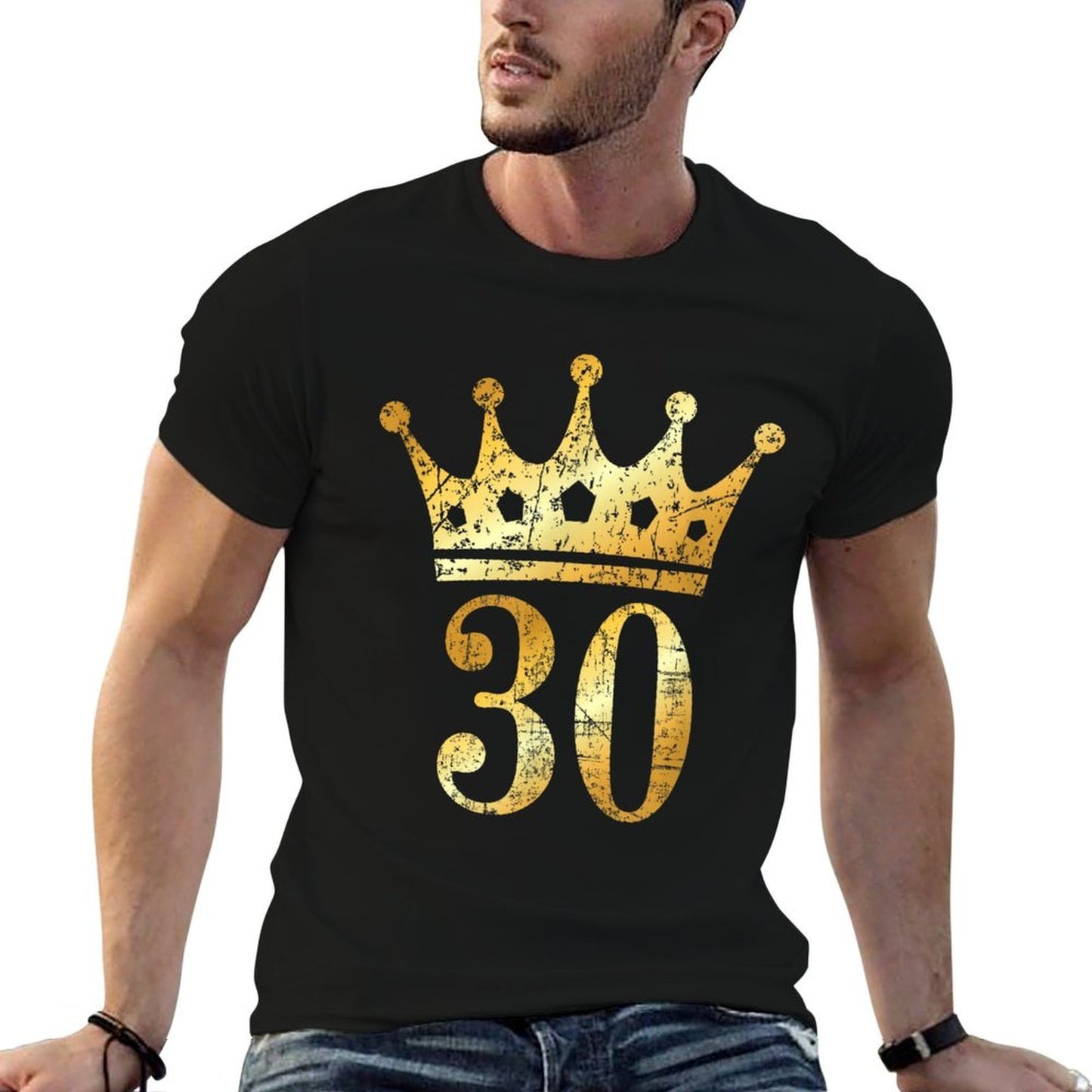 Crown Number 30 (Antique Golden Yellow) 30th Birthday  Moisture-wicking T-Shirt