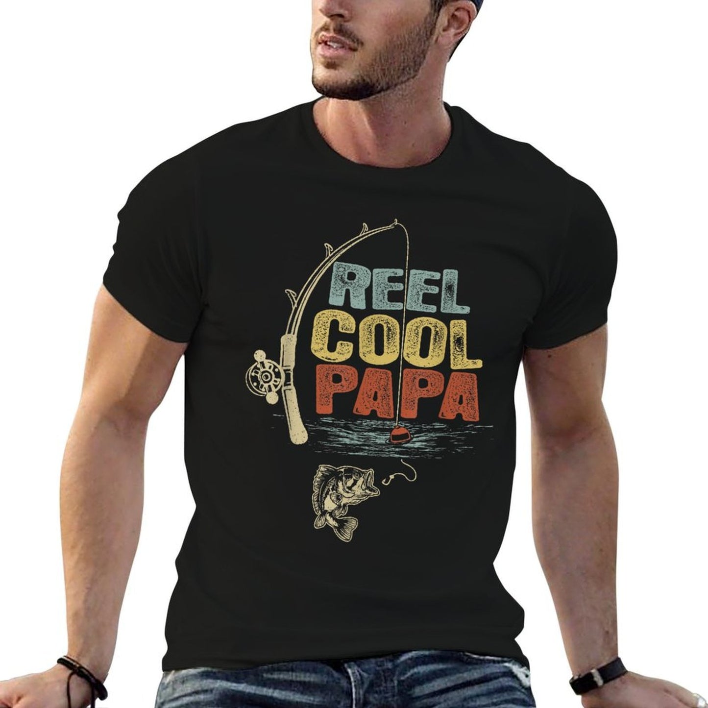 Funny Fisherman Vintage Reel Cool Papa  Stretchy T-Shirt