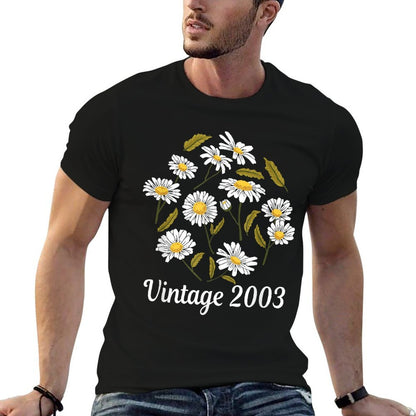 Vintage 2003 Cute Spring Summer Daisy Flower 21st Birthday  Heathered Texture T-Shirt