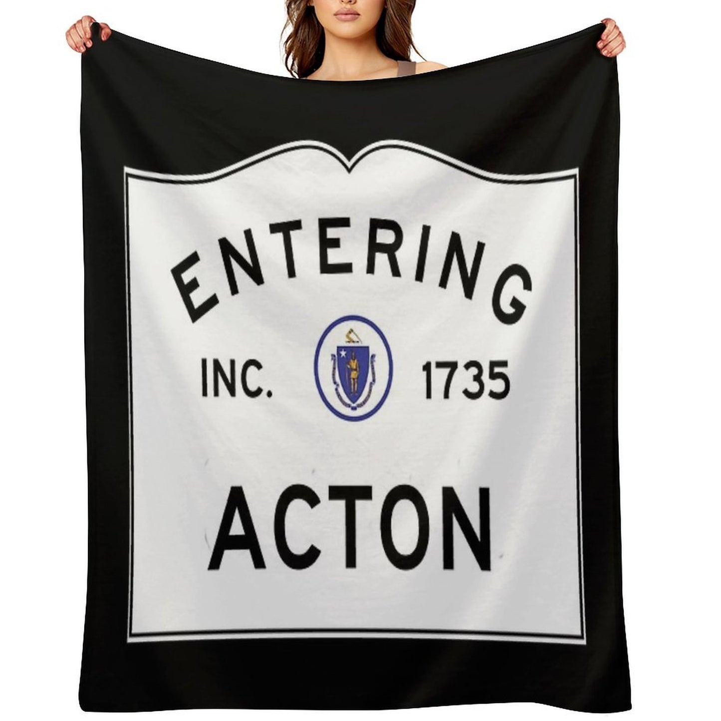 Entering Acton Massachusetts - Commonwealth of Massachusetts Road Sign Easy Care Throw Blanket