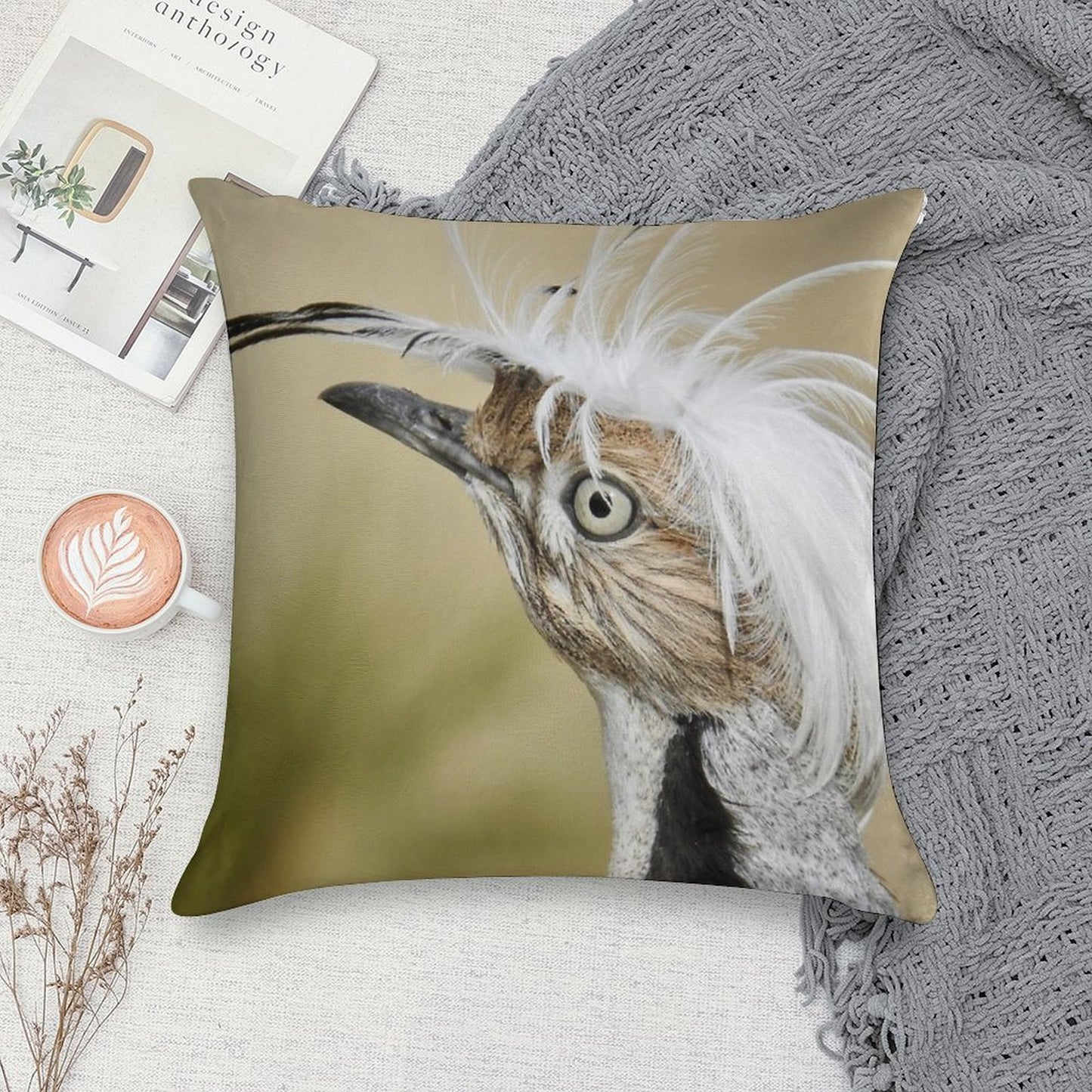 Asian Houbara Bustard Soft Shrink-Resistant Throw Pillow