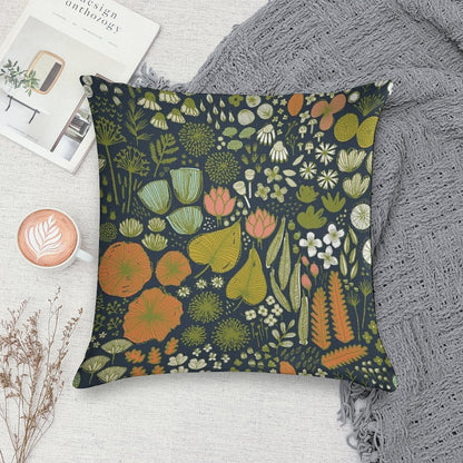 Botanical Sketchbook M+M Navy by Friztin Soft Home Decor Throw Pillow