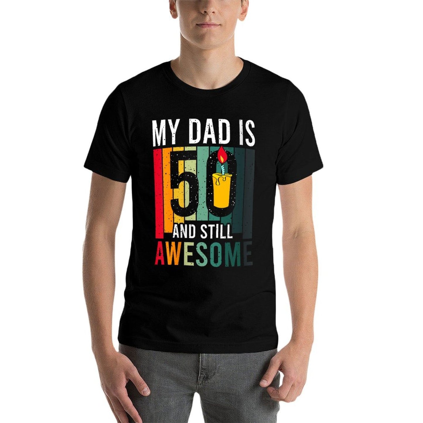 Womens My Dad Is 50 And Still Awesome Vintage 50th Birthday Party  Cotton T-Shirt