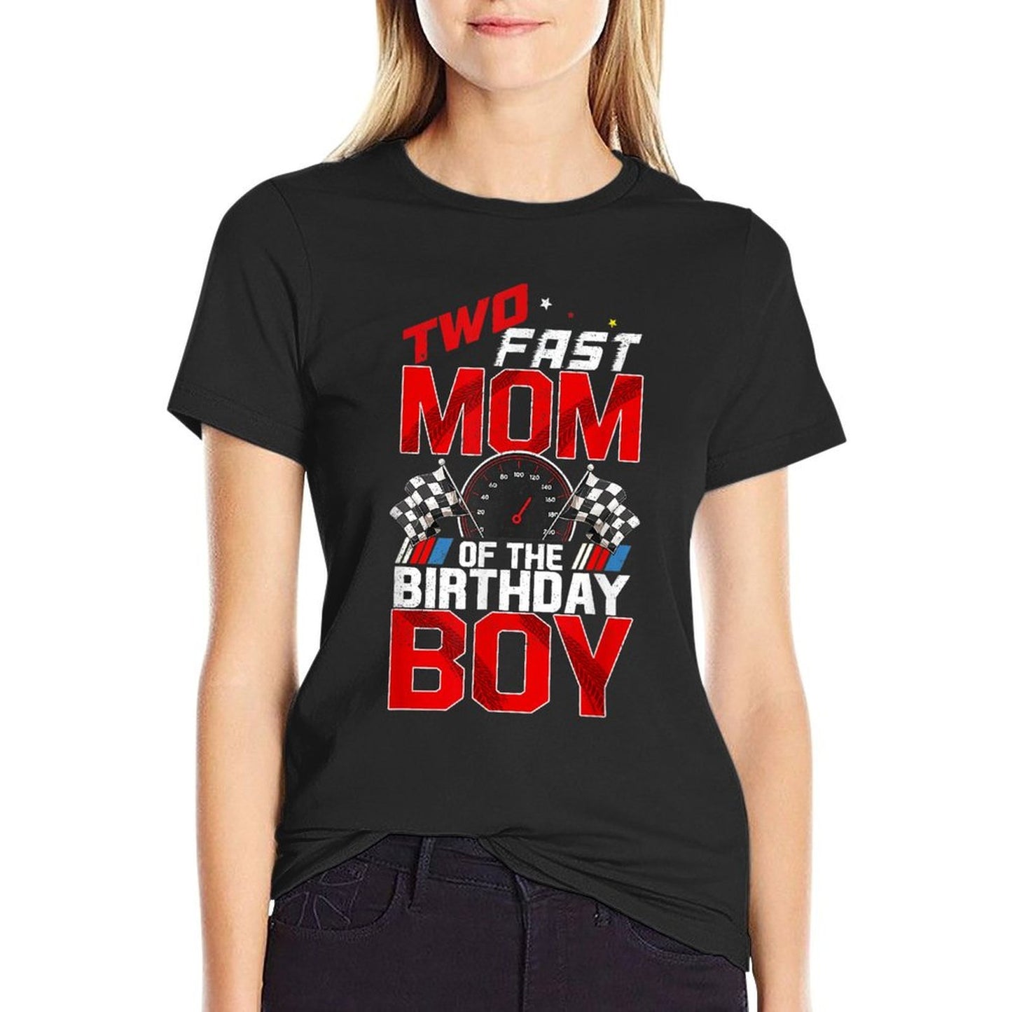 Two Fast Birthday Decorations Mom Of The Birthday Boy  Easy-care T-Shirt