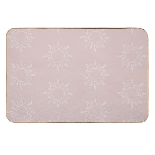 Cute Boho Sun Pattern Bohemian Aesthetic In Muted Colors Pale Pink  Multi-Purpose Bath Mat