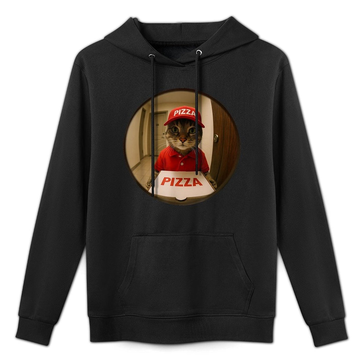 Funny Cats And Pizza Kitten Cat Men Women Kids Cotton-Polyester Blend Hoodie
