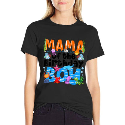 Mama Under Sea Birthday Party Boys Ocean Sea Animals Themed  Stretchy T-Shirt