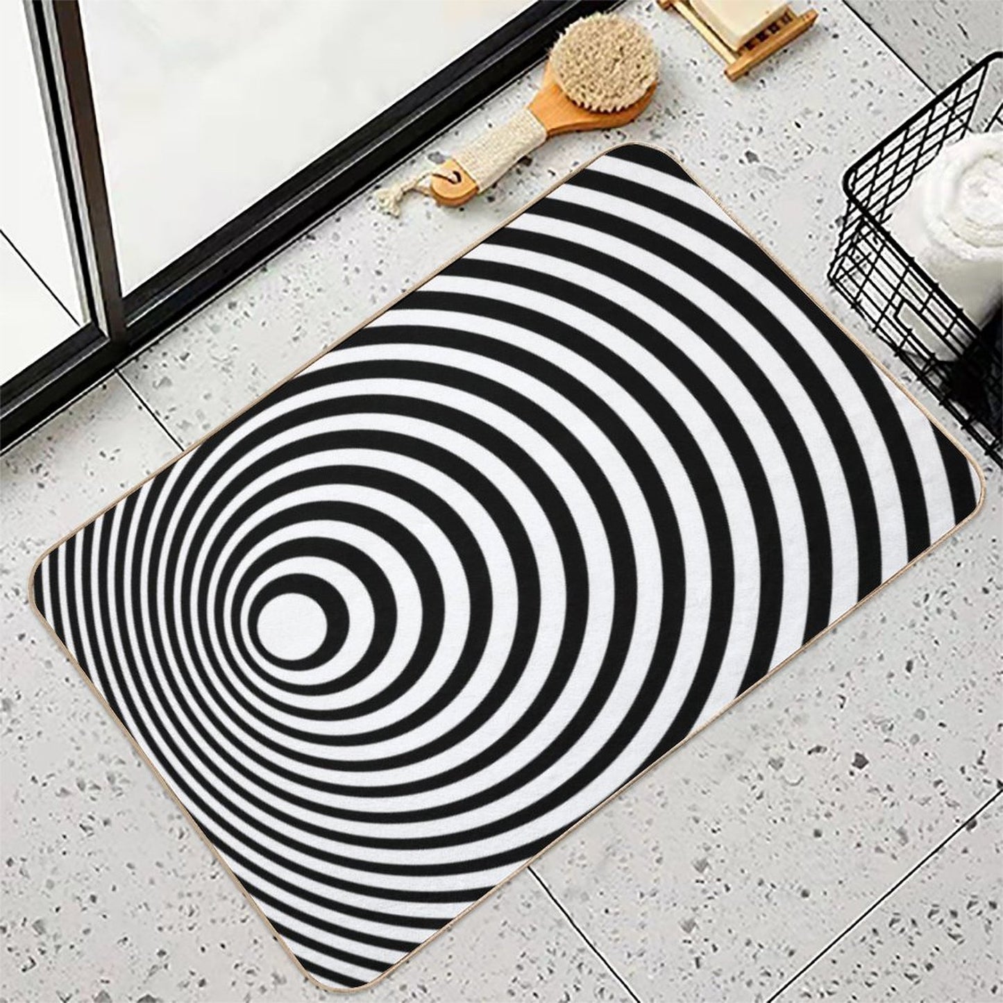 Twilight Zone Tunnel (black on White)  Toxin-Free Bath Mat