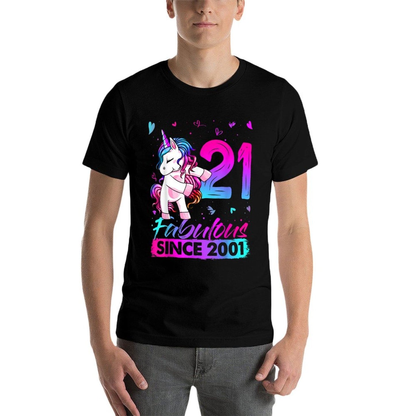 21 Years Old Unicorn Flossing 21st Birthday Unicorn Party  Polyester Blend T-Shirt