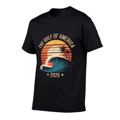 Gulf Of US America Vintage Sunset Flag Retro 2025 Durable T-Shirt