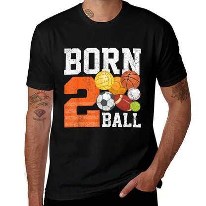 Born 2nd Ball Birthday Sport Ball Theme 2 Year Old Kids  Slim-fit Cut T-Shirt