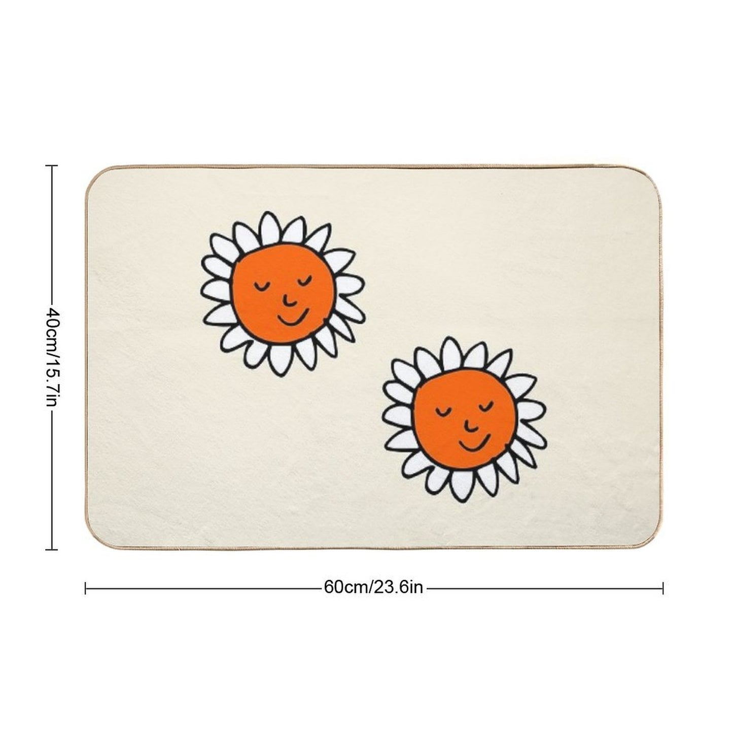 Spring Cat Sun Flower Beige  Stain-Proof Bath Mat