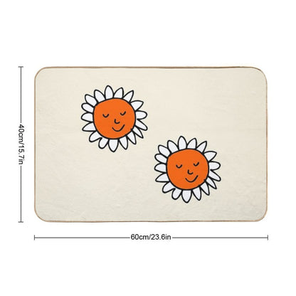 Spring Cat Sun Flower Beige  Stain-Proof Bath Mat