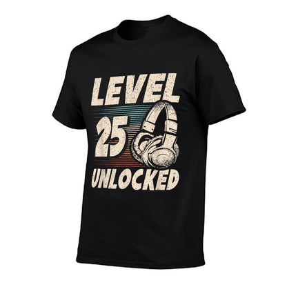 Level 25 Unlocked Retro Gaming 25 Years Old 25th Birthday  Slim-fit Cut T-Shirt