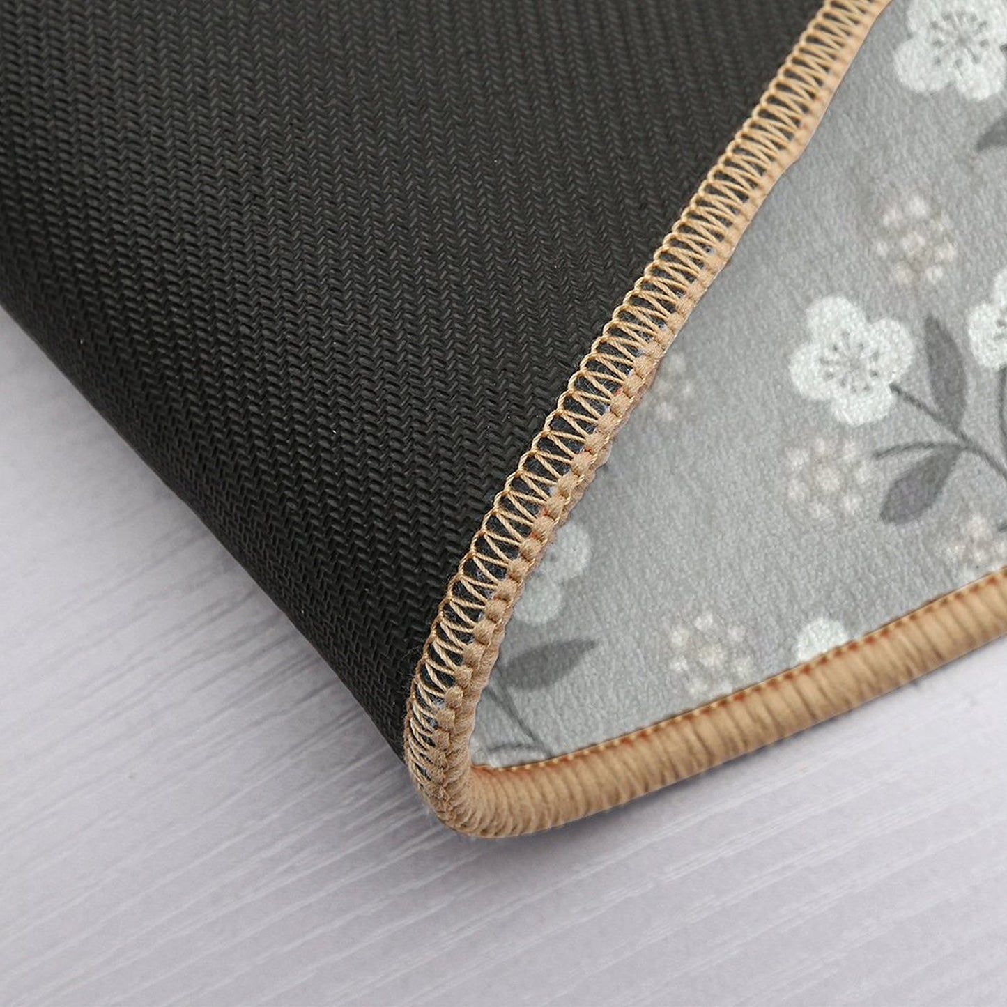 2731 E - Hand Drawn Ditsy Flowers, Grey Silver  Fade-Resistant Bath Mat