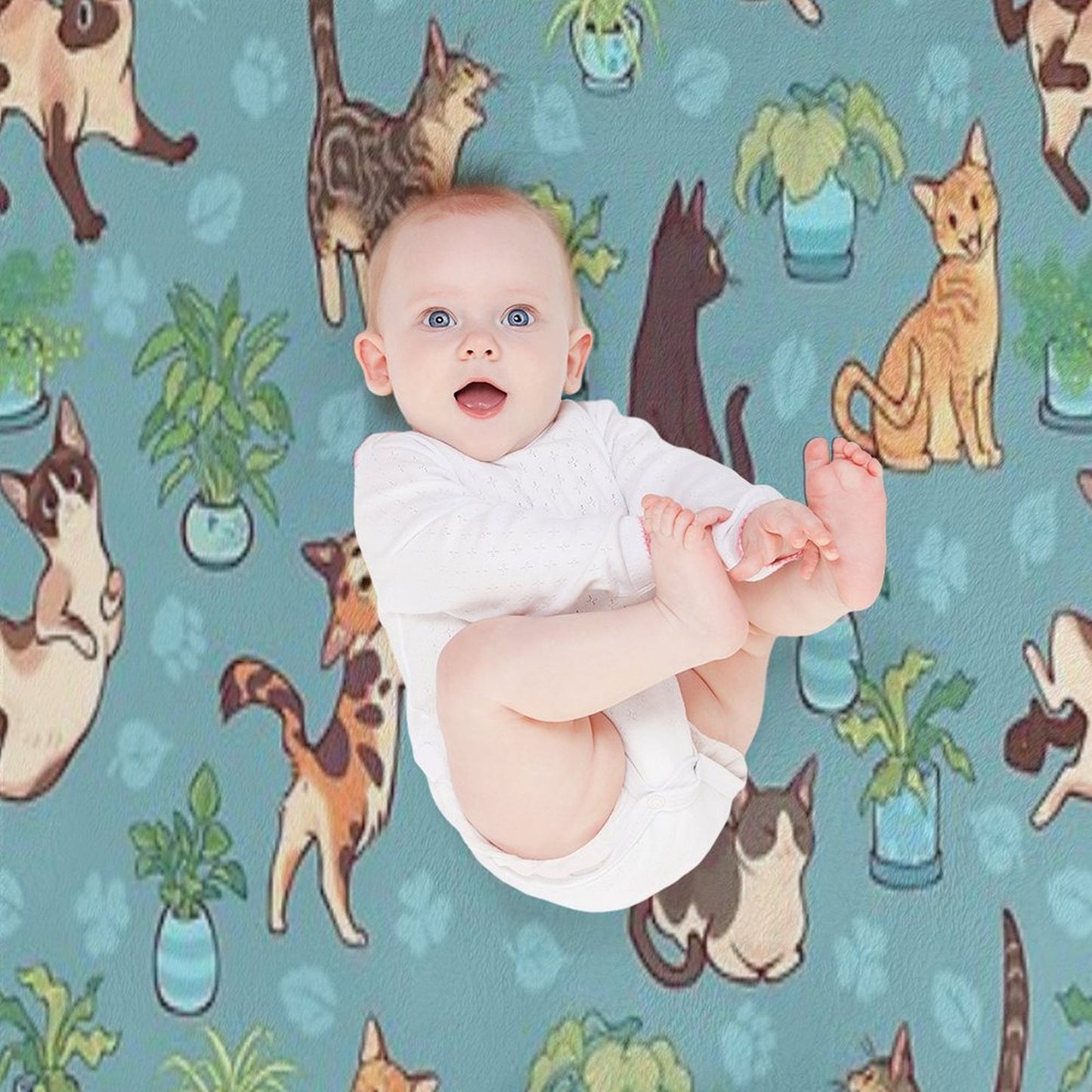 Cozy Michis in Blue Easy Care Throw Blanket