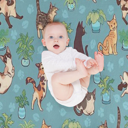 Cozy Michis in Blue Easy Care Throw Blanket