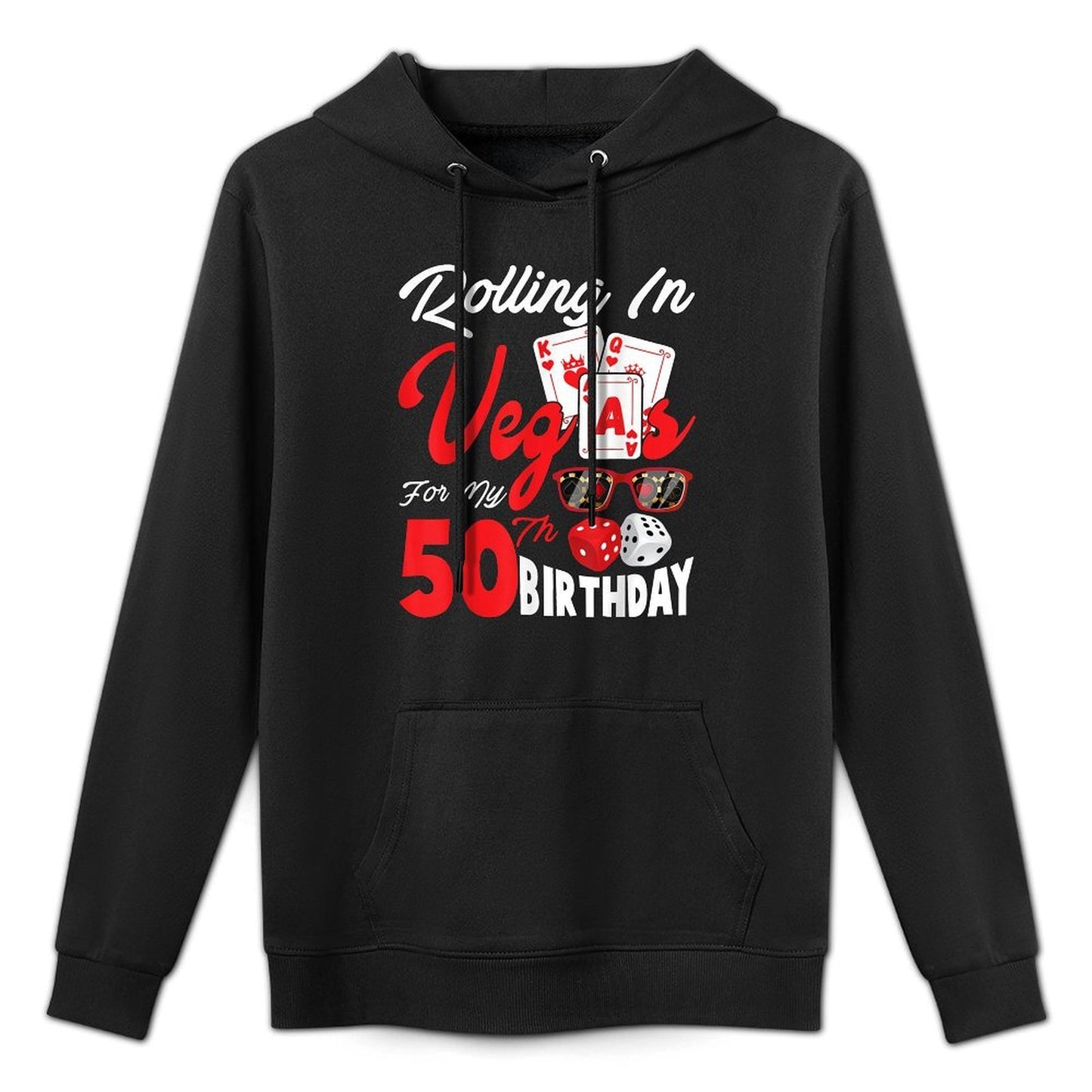 Rolling in Vegas For My 50th Birthday Las Vegas Bday Party Cotton-Polyester Blend Hoodie