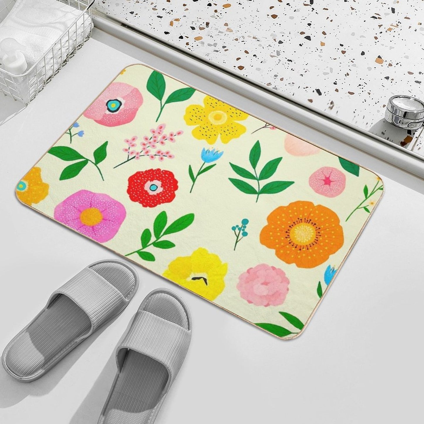 Floral  Pattern  Pet-Safe Bath Mat