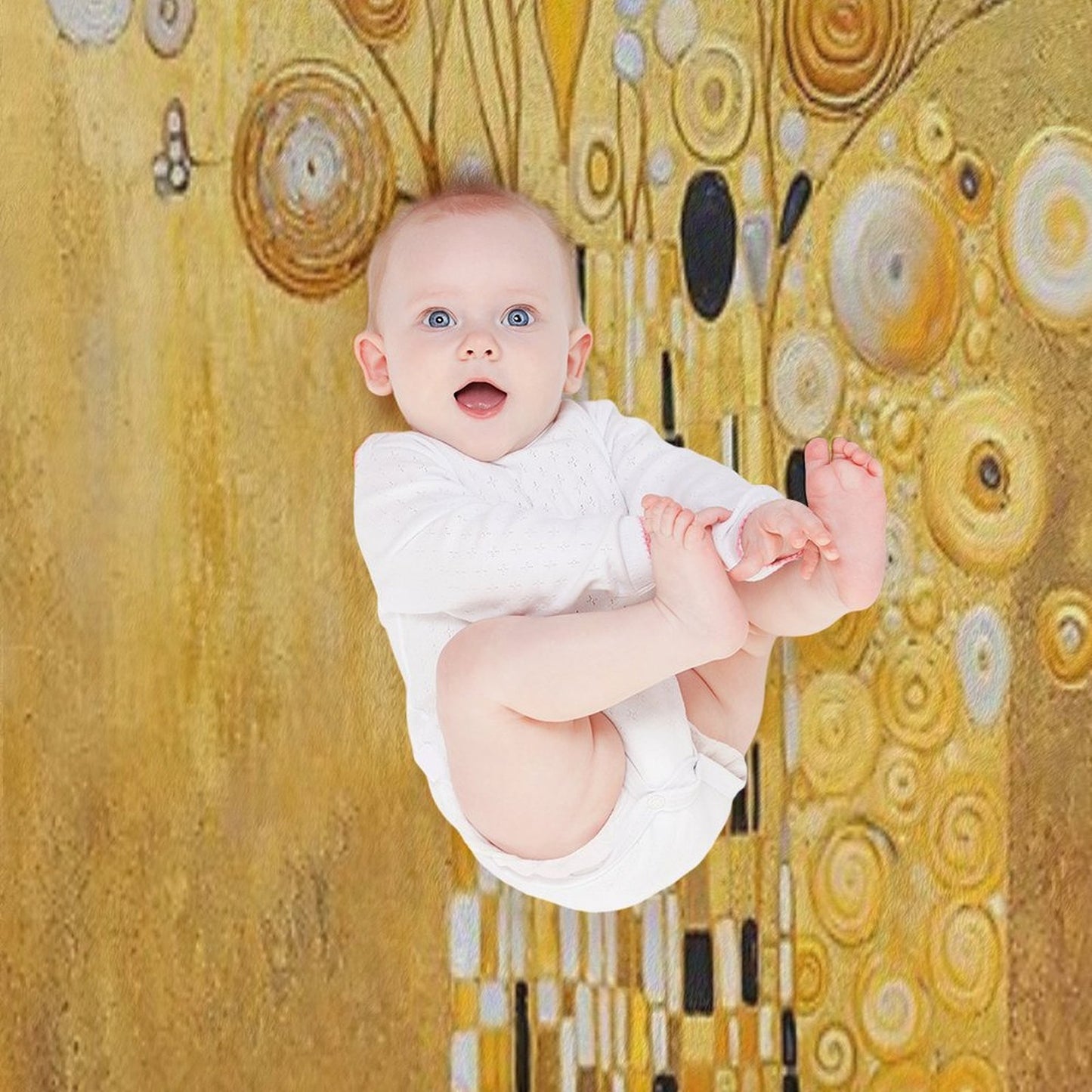 Klimt Flowers in Gold Comfort Throw Blanket