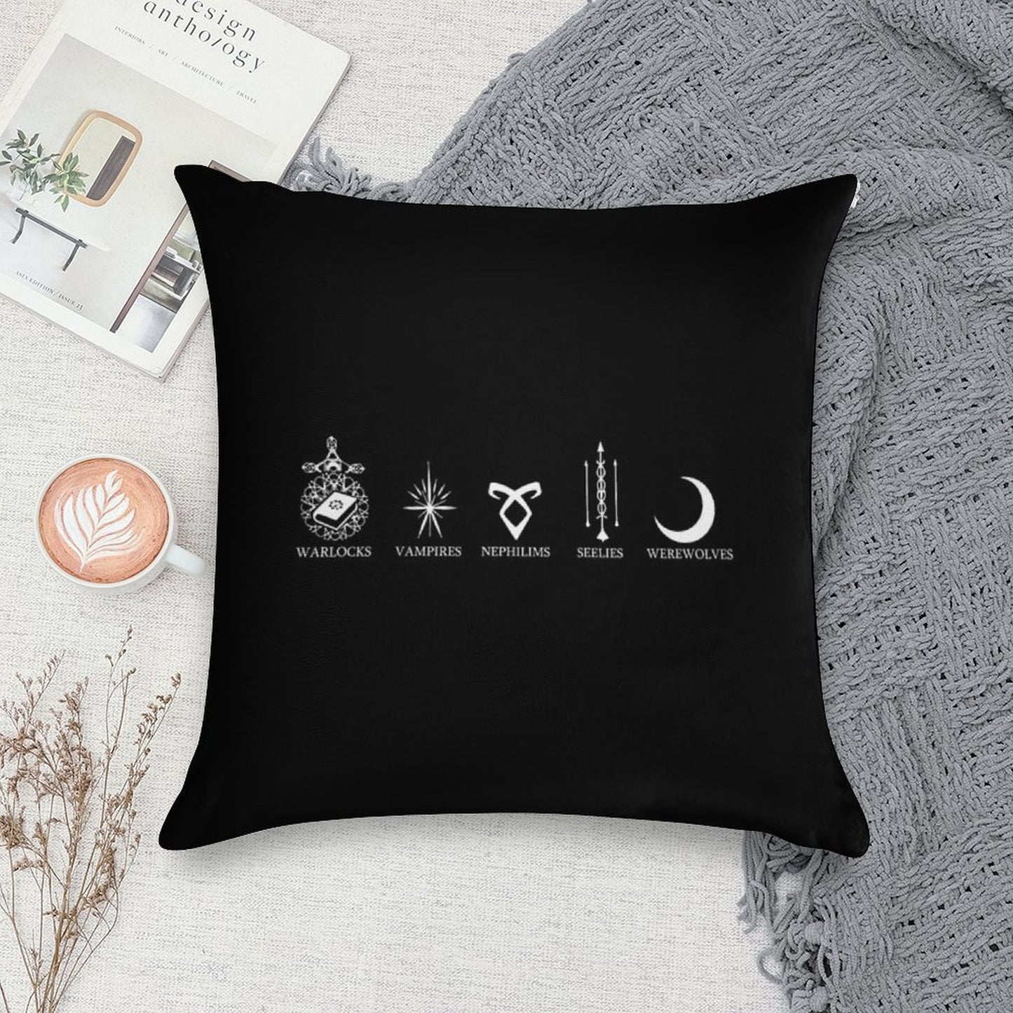 Shadow World Race - Shadowhunters Soft Hidden Zipper Throw Pillow
