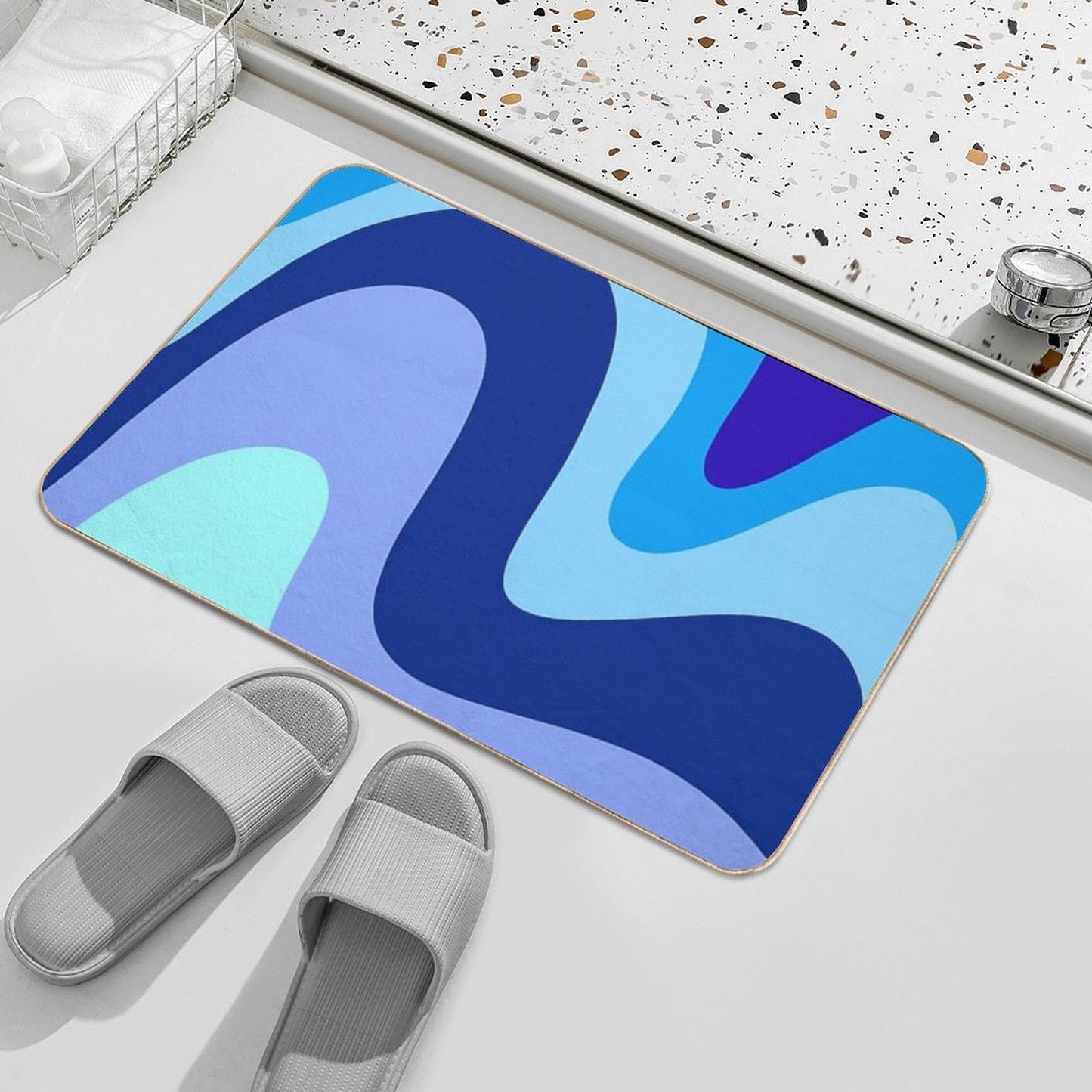 Retro Waves 1  Repositionable Bath Mat