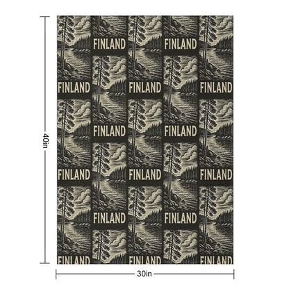 Finland Linocut Style Quick-dry Throw Blanket