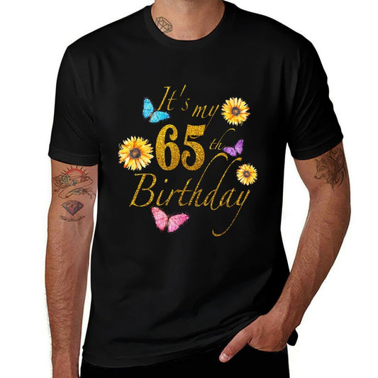 Sunflower Butterfly Happy Its My 65th Birthday Gift  Affordable Price T-Shirt