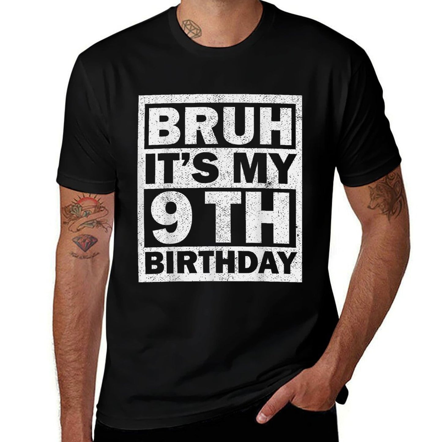 Bruh Its My 9th Birthday Vintage, 9yr Year Old Birthday Kids  Lightweight T-Shirt