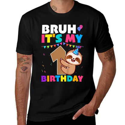 Kids Birthday Sloth 1 Year Old 1st Birthday Sloth Lover  Wrinkle-resistant T-Shirt