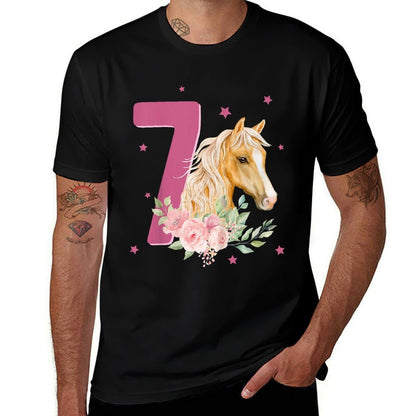 7th Birthday Horse 7 Years Old Seven Finally 7 Birthday Girl  Relaxed-fit T-Shirt