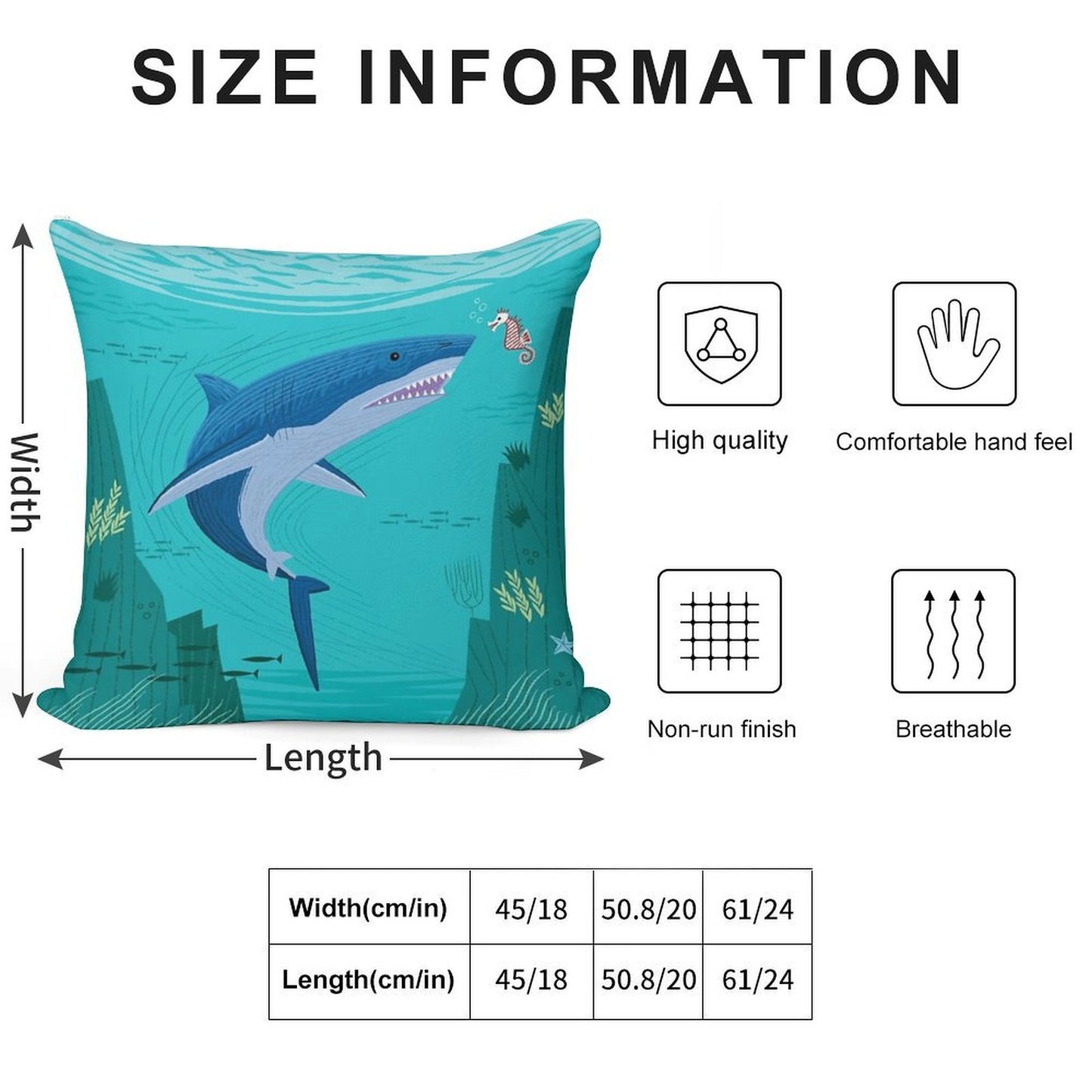 The Shark And The Seahorse Soft Multiple Sizes Throw Pillow